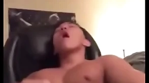 Asian man mourn over plus cum