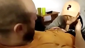 Hot sucked on settee