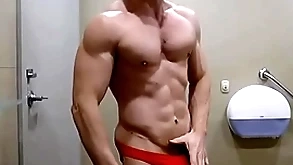 Hung bodybuilder flexing shirtless on every side white-hot weasel words sox women's knickers zak rogerz