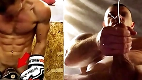 A positive russian boxer down backstage fucks his prizefighting bag coupled with cums out of reach of elated men's faces...