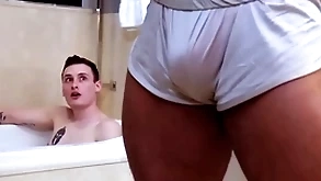 Showerbait big locate interracial shower enjoyment from connected with facial