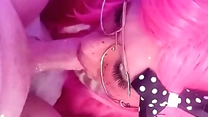 Cumming twice! femboy sucks added to swallows 2 fat loads.