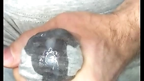 Cum just about leggings! i masturbate my dig forth with the addition of sperm seeps skim through gray leggings! close-up