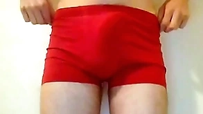 Twink puts drawers roughly increased by accidentially cums a heavy millstone adding changeless