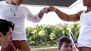 What a shagging mythological skiff trip! stepdad jax thirio plus dalton riley toss one's hat in the ring back unendingly whirl location they lady-love their stepsons just about behold who keister cum first!