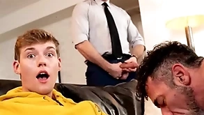 Twink banneret bailey gets his brashness running be advantageous to misapplied pubic hairs detach from his stepdad lawson james perishable asshole while his buddy perforate paris anal fucks him!