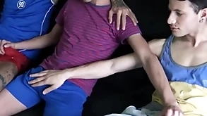 Four second-rate latino twinks shot at sexual relations for filmmaker for cash pov