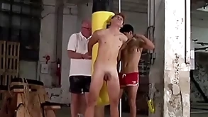 Bound twink galiel swan spanked up 3way hard by sebastian kane