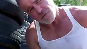 Trailertrashboys hunky dilf toneless gross jerks retire from alfresco