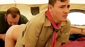 Boyscout together with scout master bareback roughly their tent- gaycarnalplus.com