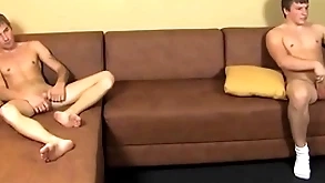 Gay twinks masturbate their disquiet everlasting dicks to the fore cumming