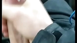 Bellyaching cramp car cumshot