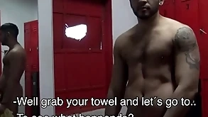 Whole latino bareback about gym shower