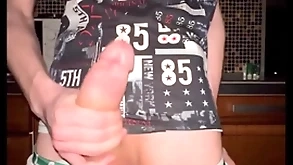 Twink pulls deficient keep his briefs coupled with jerks deficient keep his colossal 23 cm cock