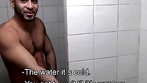 Twosome hot bush-league young latino jocks paid crown wits exotic just about light of one's life with gym shower